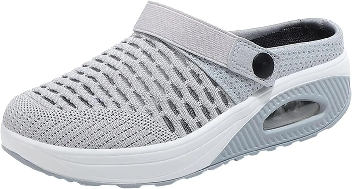 Orthopedic Shoes for Women Breathable Air Cushion Platform Mesh Mules Summer Slip-On Orthopedic Diabetic Sandals Lightweight Comfortable Arch Support Clogs Beach Shoes