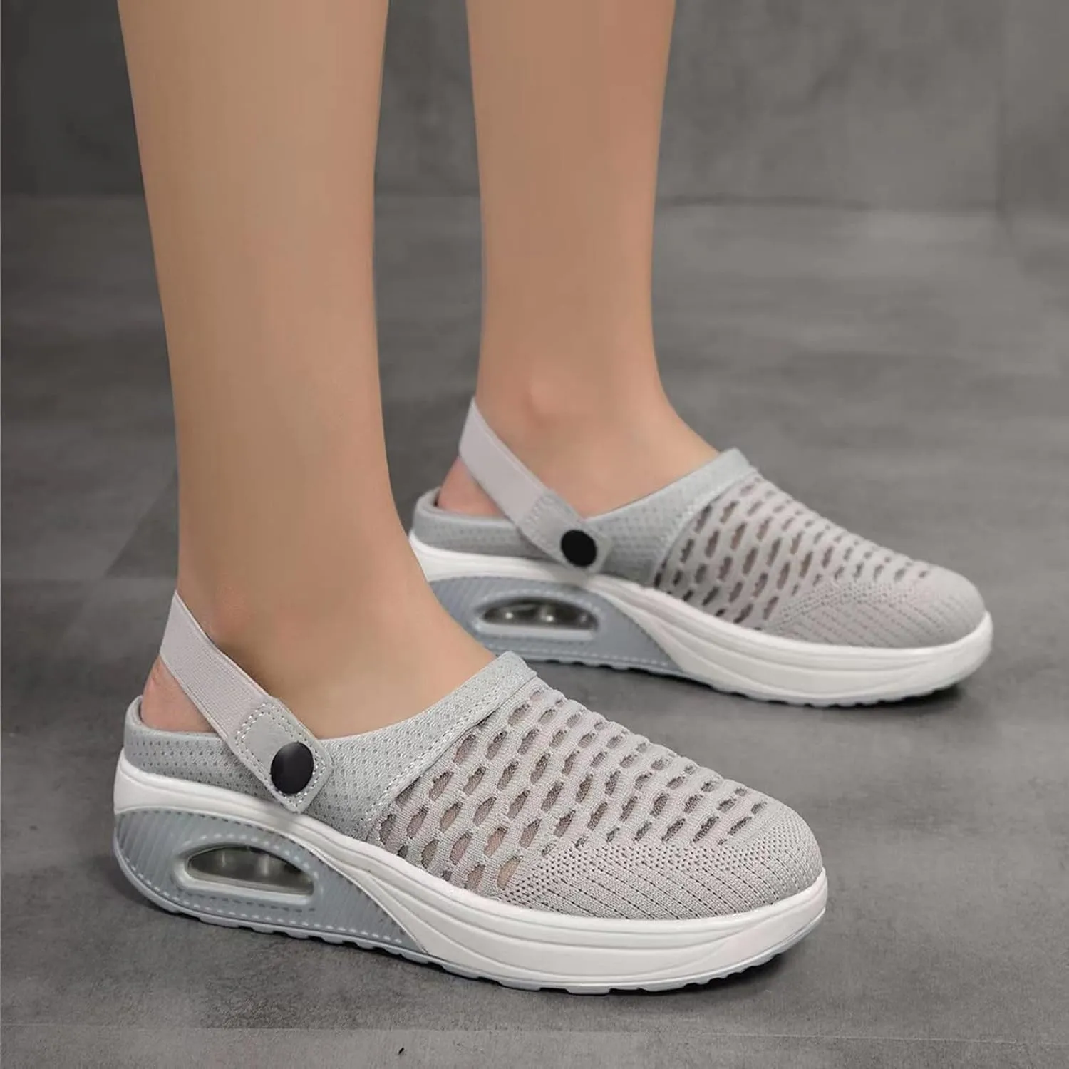 Orthopedic Shoes for Women Breathable Air Cushion Platform Mesh Mules Summer Slip-On Orthopedic Diabetic Sandals Lightweight Comfortable Arch Support Clogs Beach Shoes