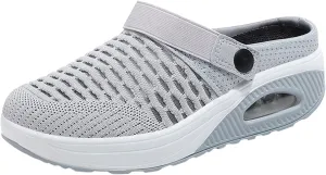 Orthopedic Shoes for Women Breathable Air Cushion Platform Mesh Mules Summer Slip-On Orthopedic Diabetic Sandals Lightweight Comfortable Arch Support Clogs Beach Shoes