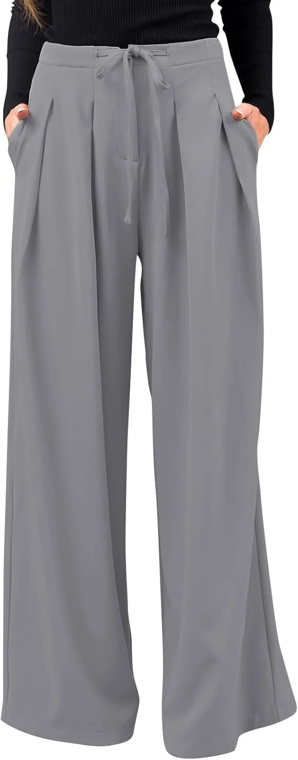 Oversized Wide Leg Pants Women,Work Business Casual High Waisted Dress Pants Drawstring Palazzo Pants Flowy Trousers