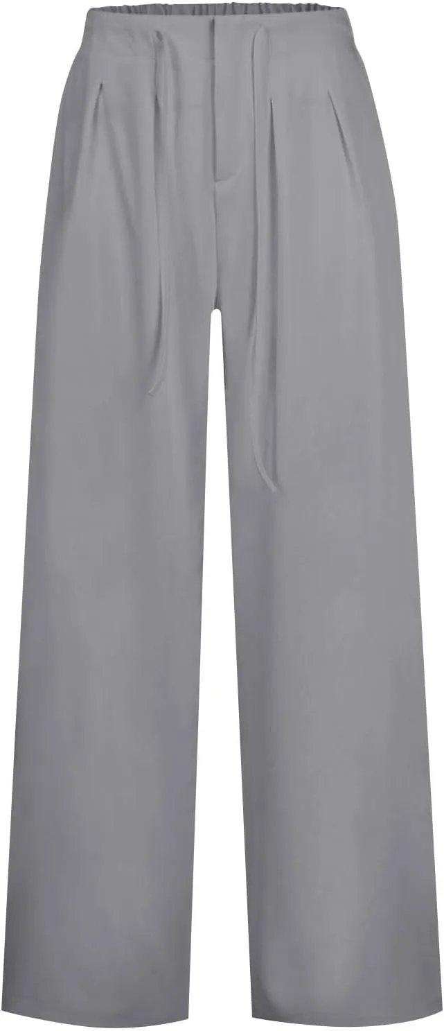 Oversized Wide Leg Pants Women,Work Business Casual High Waisted Dress Pants Drawstring Palazzo Pants Flowy Trousers