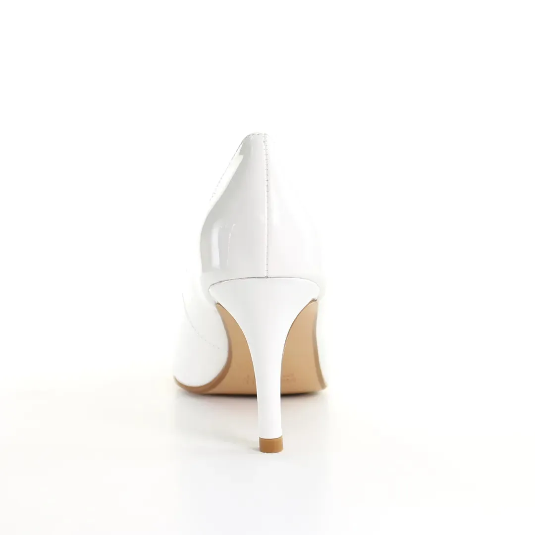 Patent Leather Round Toe Pumps in White