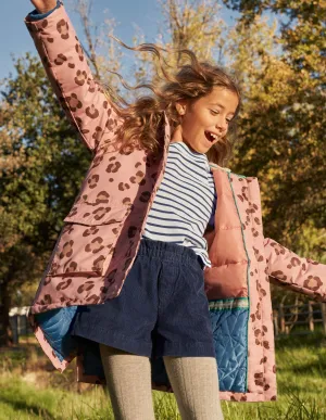 Pink Animal Print Waterproof Parka-Almond Pink Animal Print