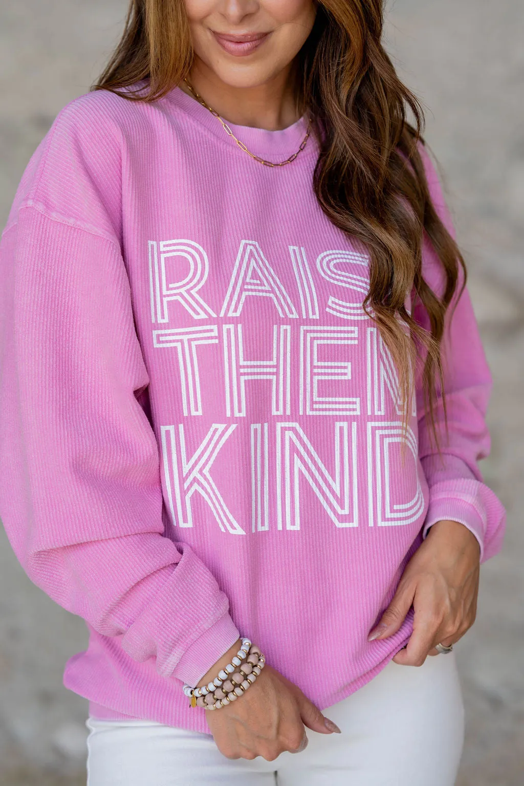 Raise Them Kind Ribbed Graphic Crewneck