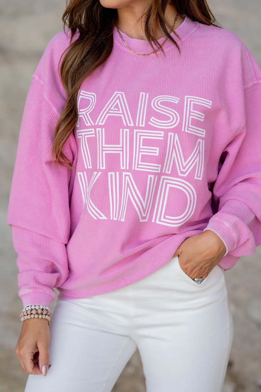 Raise Them Kind Ribbed Graphic Crewneck