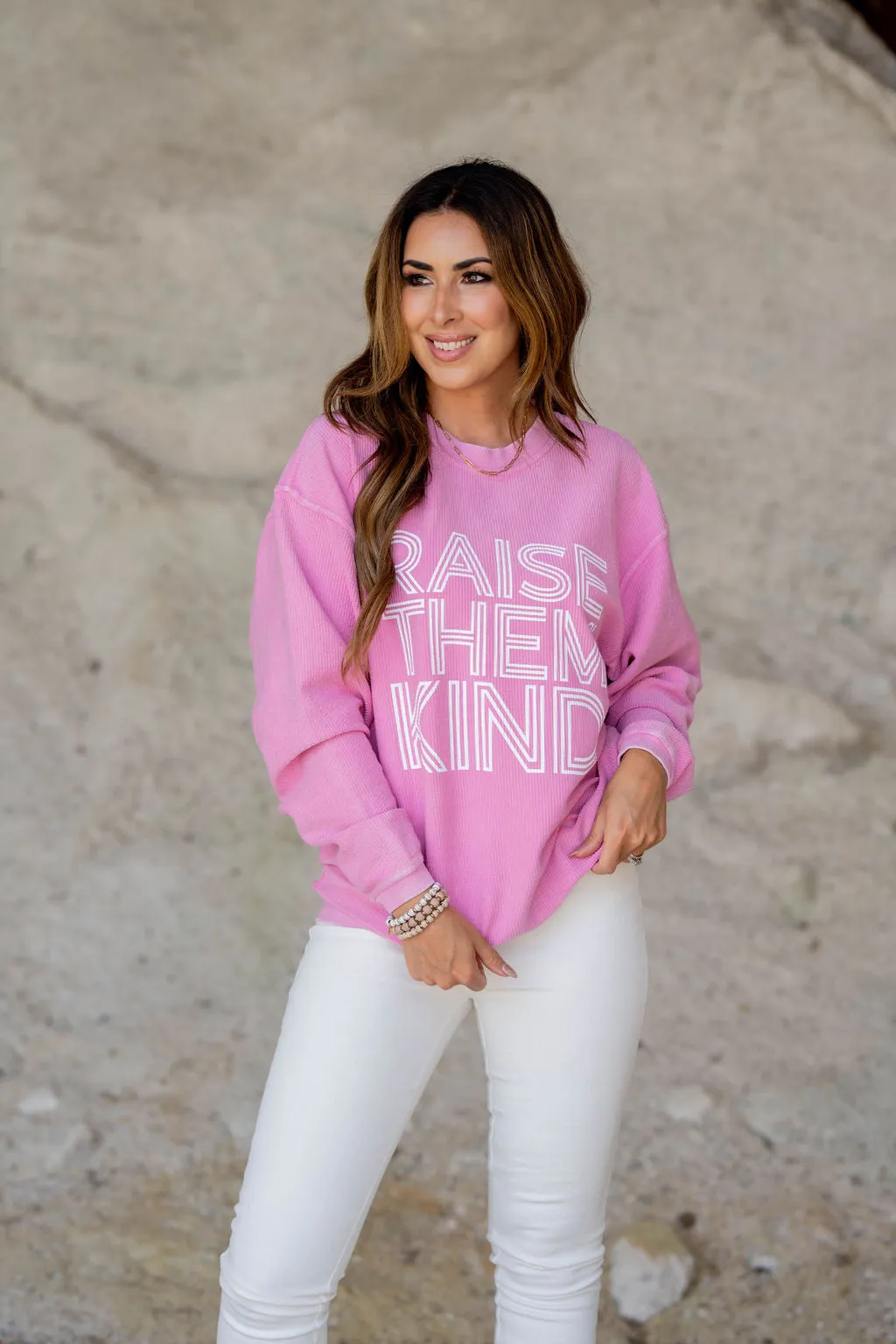 Raise Them Kind Ribbed Graphic Crewneck