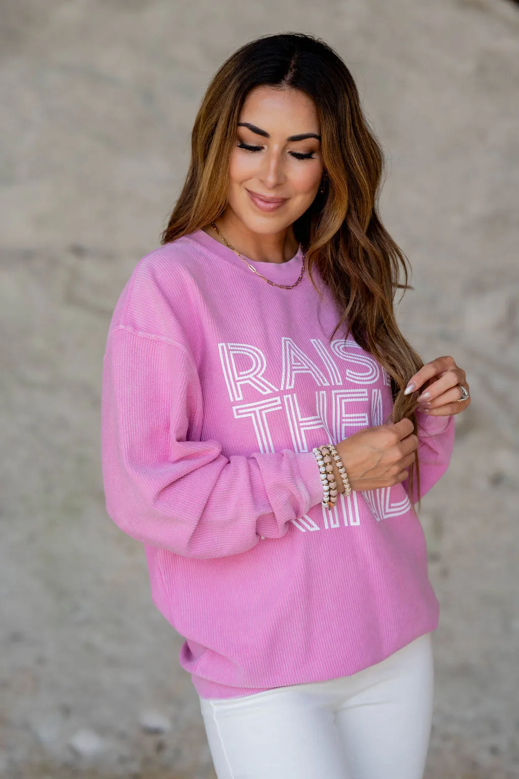 Raise Them Kind Ribbed Graphic Crewneck