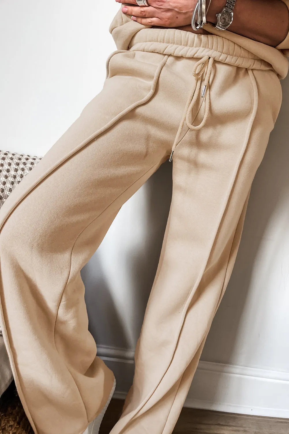 Seamed Zipper Jacket and Drawstring Waist Pants Set (online only)
