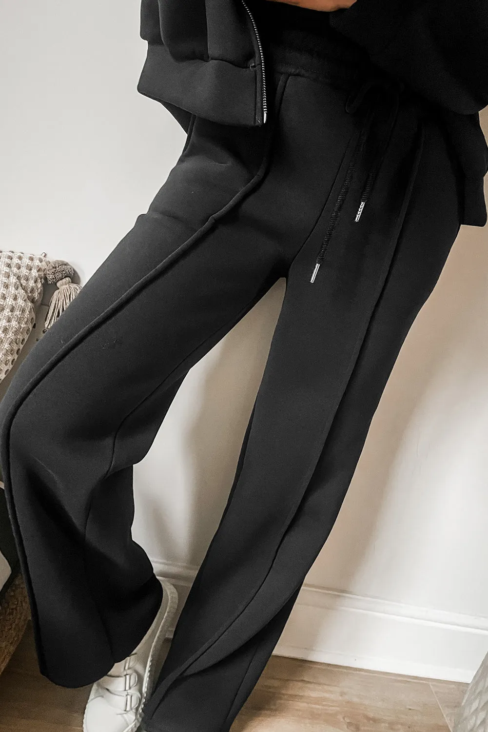 Seamed Zipper Jacket and Drawstring Waist Pants Set (online only)