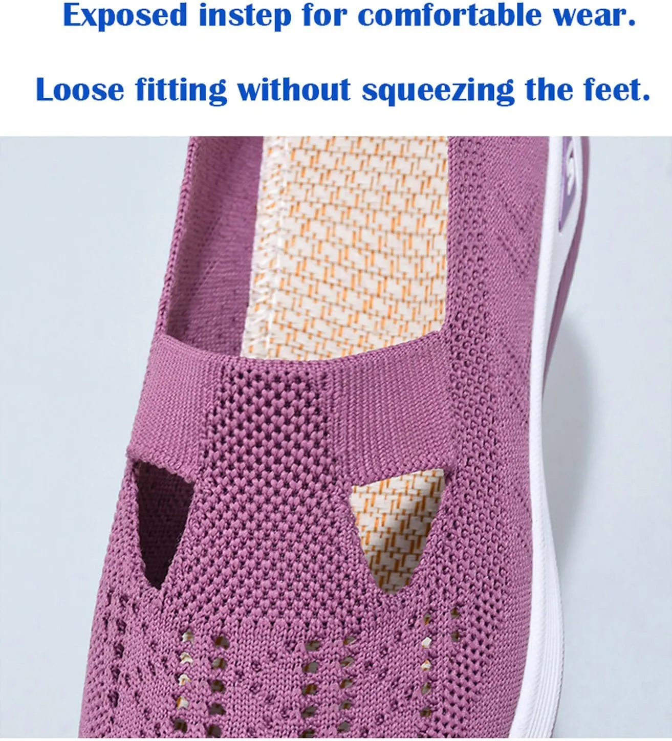 SECHRITE Women's Woven Breathable Soft Sole Shoes Orthopedic Sneakers Shoes Walking Slip on Diabetic Foam Shoes Arch Support