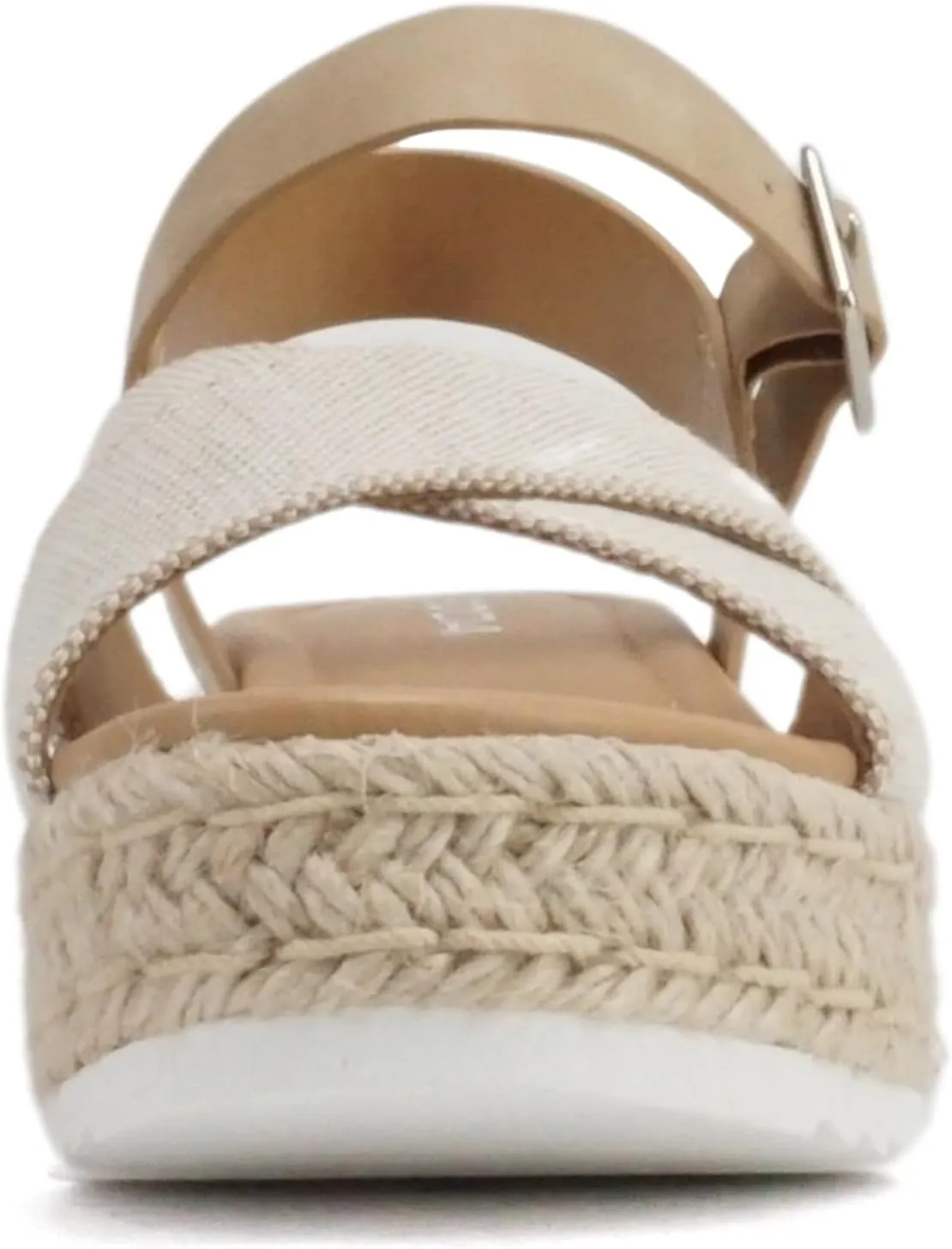 Soda FIRELY ~ Women Round Toe Crisscross Band Platform Espadrille Wedge Sandal with Adjustable Ankle Strap