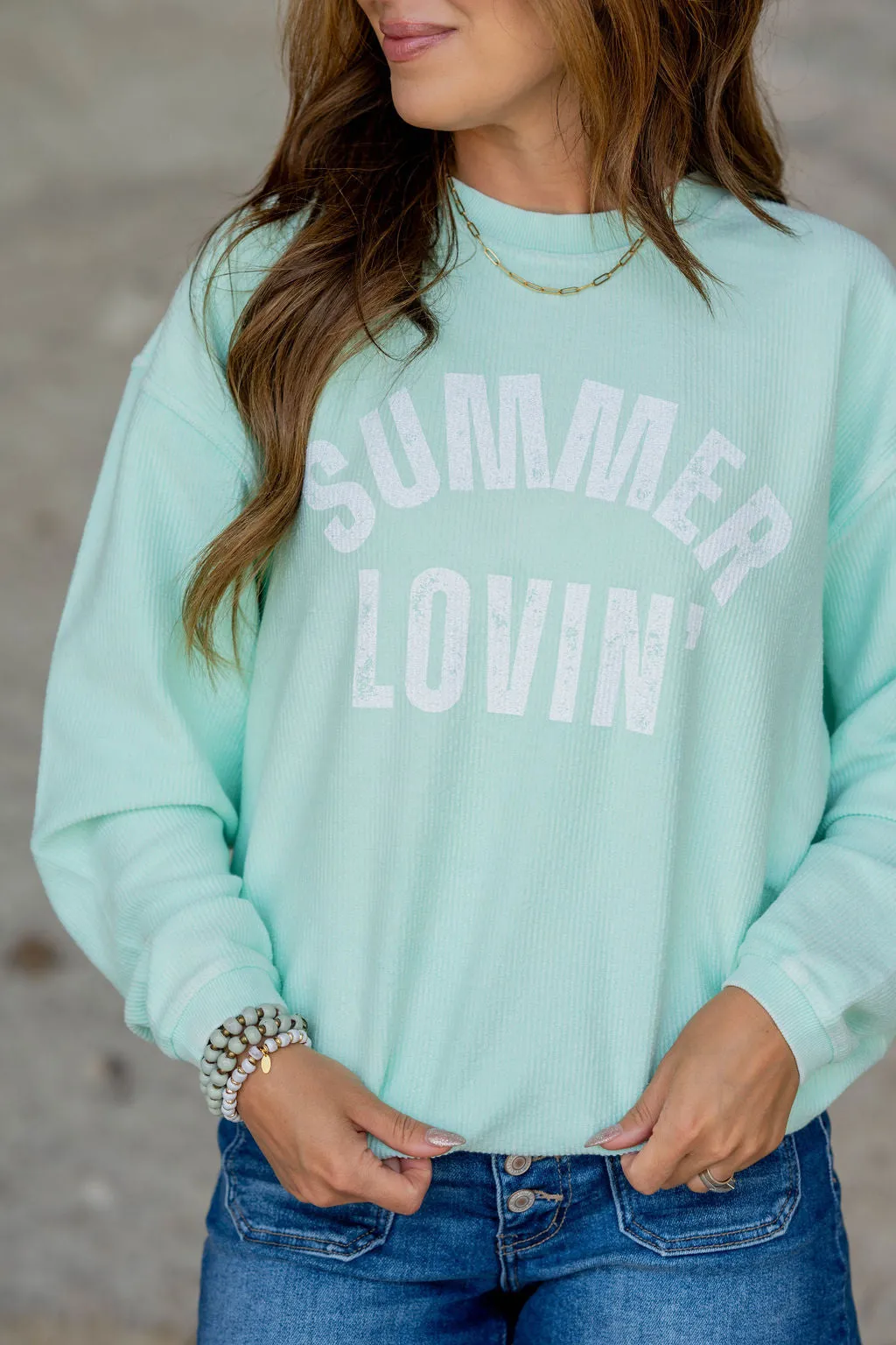 Summer Lovin' Ribbed Graphic Crewneck