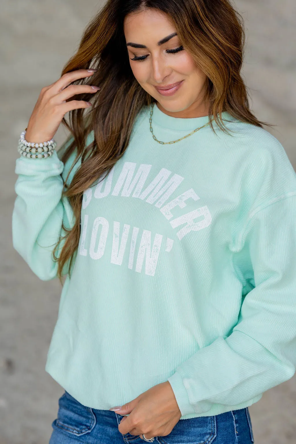 Summer Lovin' Ribbed Graphic Crewneck