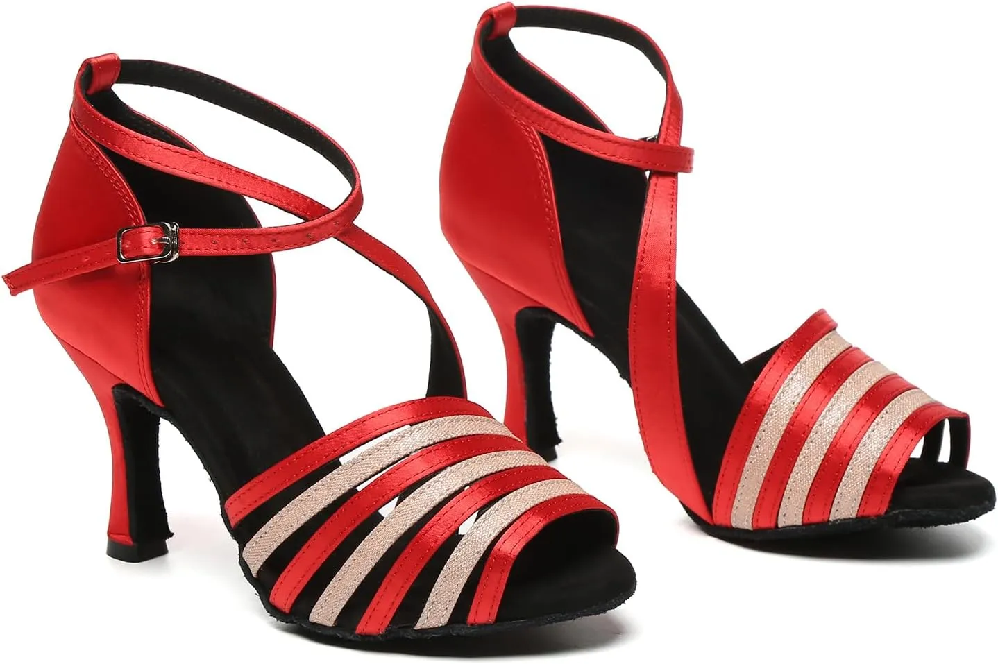 SWDZM Women's Latin Salsa Dance Shoes Ballroom Performance Comfortable High Heels for Women Dancing