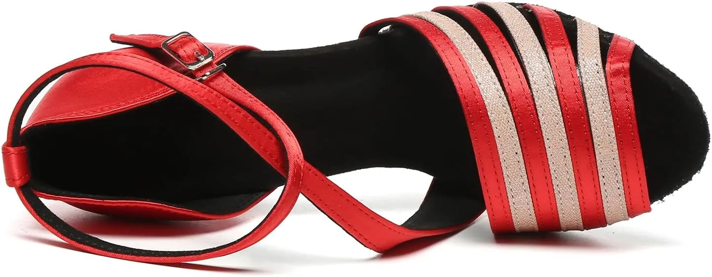 SWDZM Women's Latin Salsa Dance Shoes Ballroom Performance Comfortable High Heels for Women Dancing
