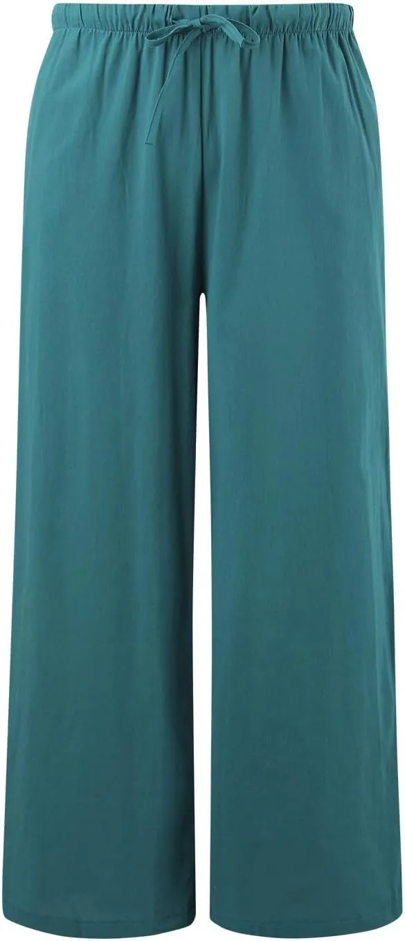 Wide Leg Cotton Linen Pants for Women Comfortable Fashion Flowy High Waisted Beach Palazzo Trousers with Pockets 2025 Summer