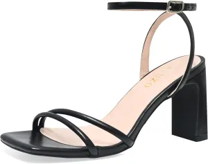 Women's Heeled Sandals Square Open Toe High Heels for Women Crossed Ankle Strap Heeled Sandal Shoes for Party Wedding Dress