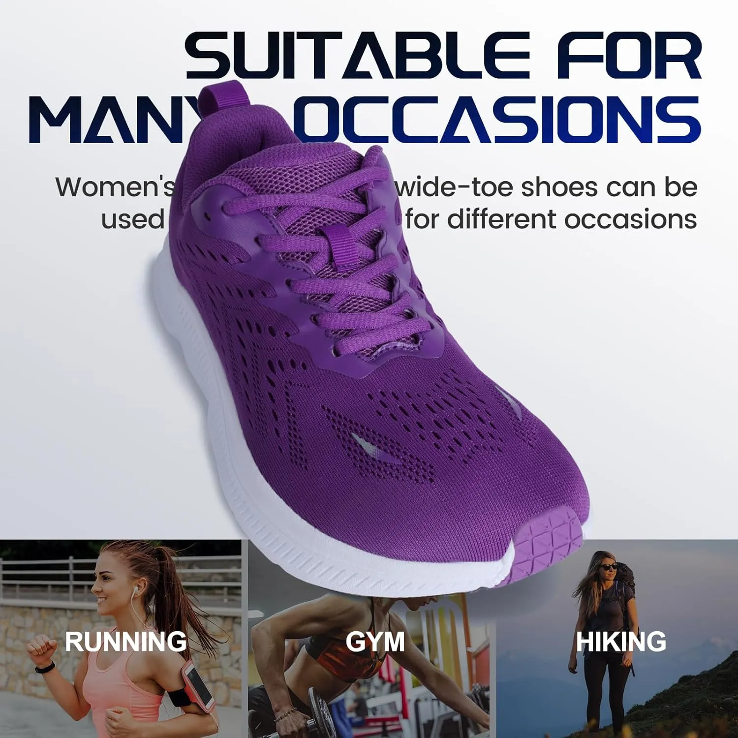 ZVC Wide Toe Box Shoes Women Wide Road Runing Lightweight Comfortable Non Slip Walking Shoes