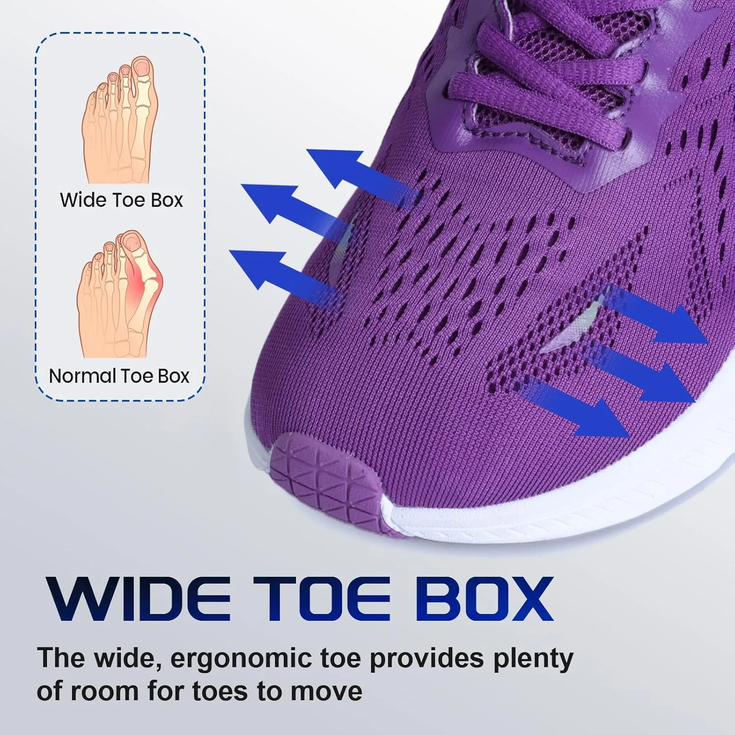 ZVC Wide Toe Box Shoes Women Wide Road Runing Lightweight Comfortable Non Slip Walking Shoes