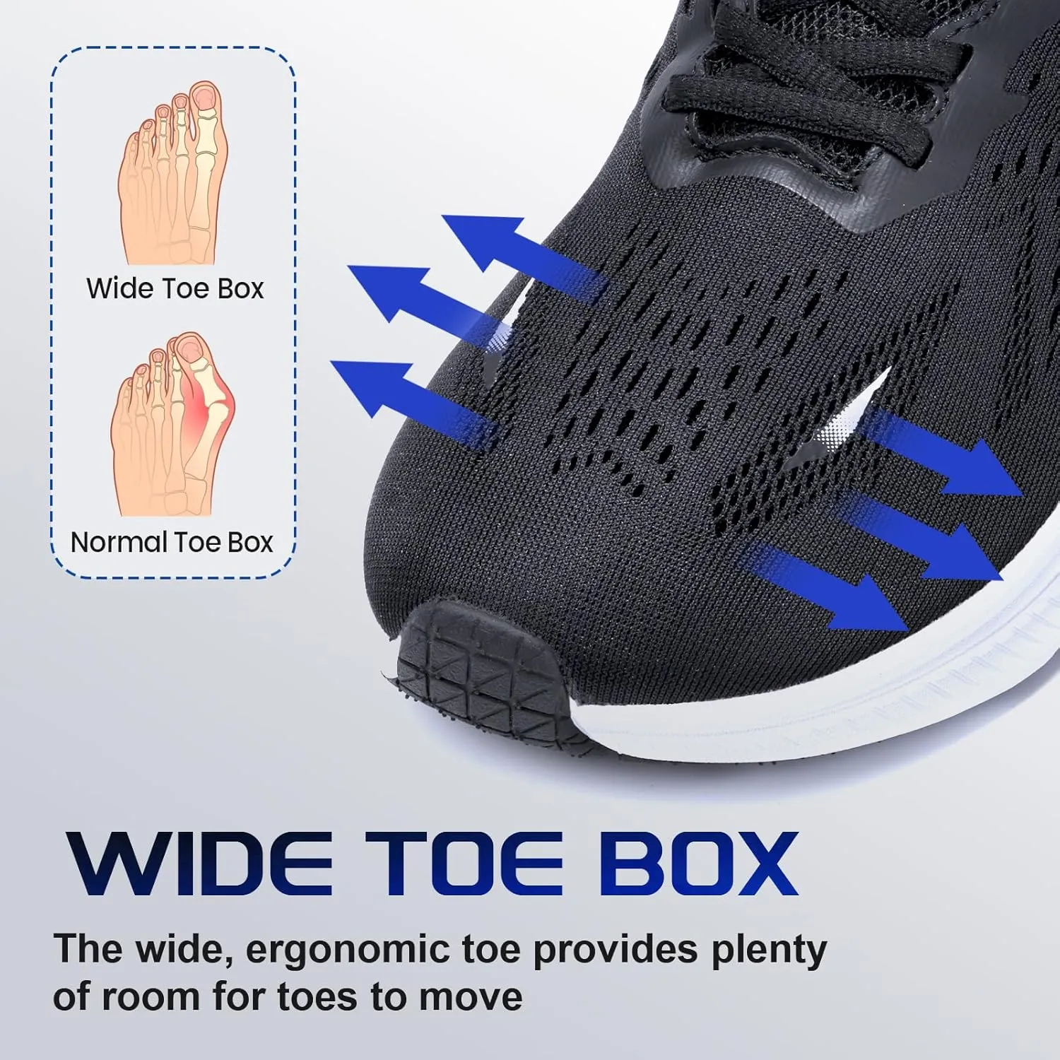 ZVC Wide Toe Box Shoes Women Wide Road Runing Lightweight Comfortable Non Slip Walking Shoes